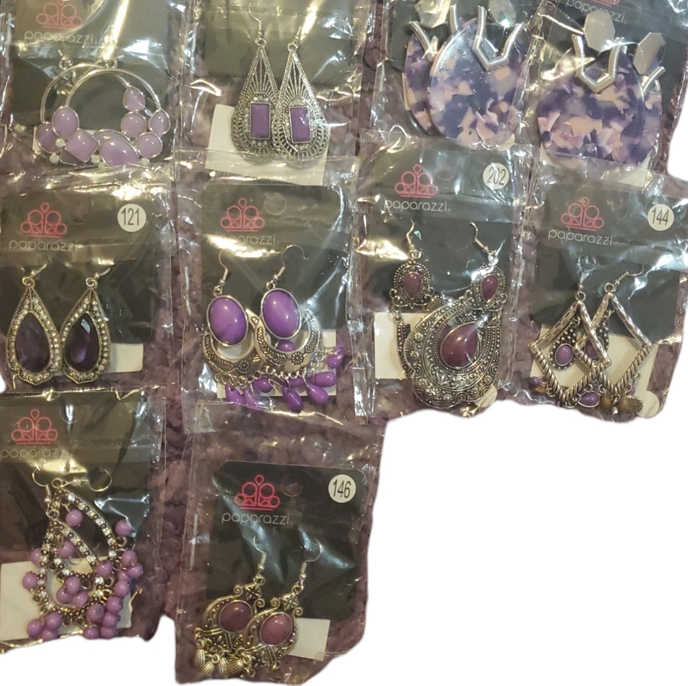 NEW 10 pairs of Paparazzi purple earrings